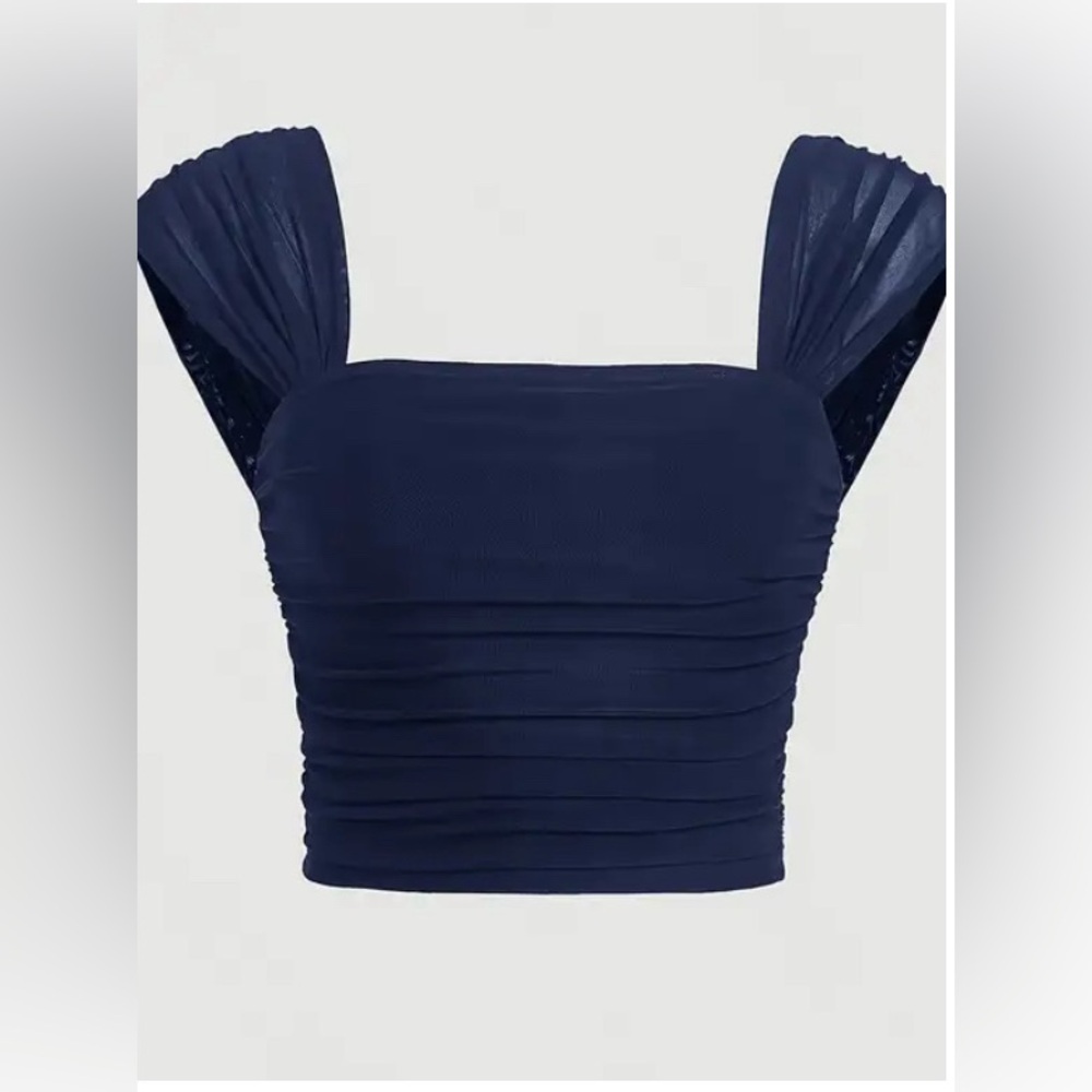 Navy wide strap tank top